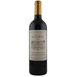 Photographie d'une bouteille de vin rouge Cht Pudris 2009 Bdx Rge 75cl Crd