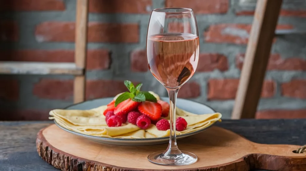 Vin rosé verre et crêpes